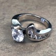 14K White Gold Bypass Diamond Accent Engagement Ring